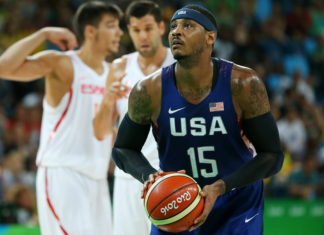 Carmelo Anthony with the US Men's basketball team in 2016.
