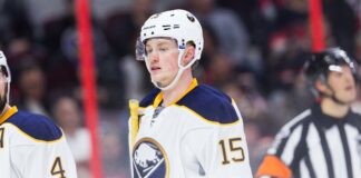 Jack Eichel with the Buffalo Sabres in February 2017