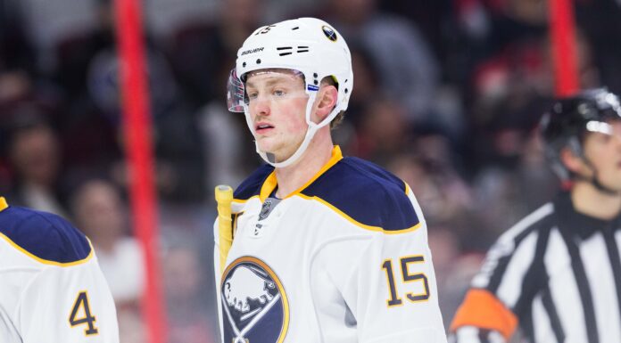 Jack Eichel with the Buffalo Sabres in February 2017