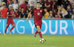 Christian Pulisic playing against Panama in 2017