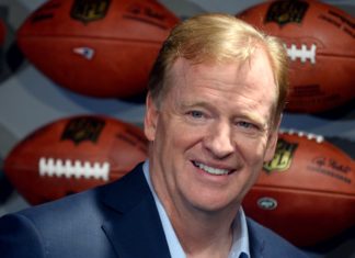 NFL Commissioner Roger Goodell at the NFL Experience Times Square launch in 2017