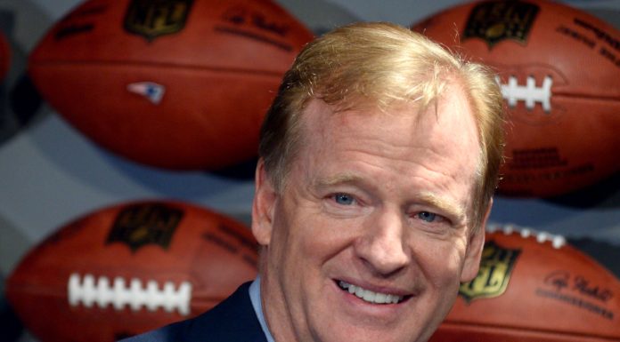 NFL Commissioner Roger Goodell at the NFL Experience Times Square launch in 2017