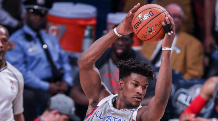 Jimmy Butler during an NBA All-Star Game in 2017