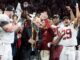 Nick Saban and Alabama players celebrate a win in 2018