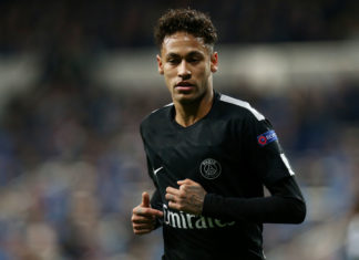 Neymar playing for Paris Saint-Germain in 2018
