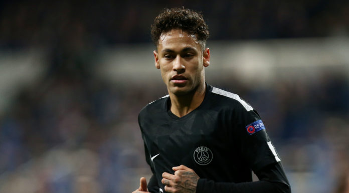 Neymar playing for Paris Saint-Germain in 2018