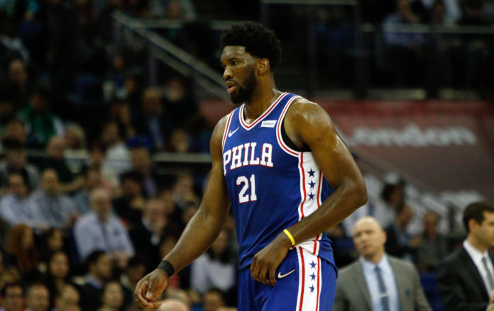 Joel Embiid with the 76ers in 2018