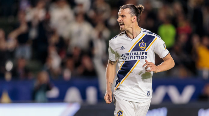 Zlatan Ibrahimovic with Galaxy in 2018.