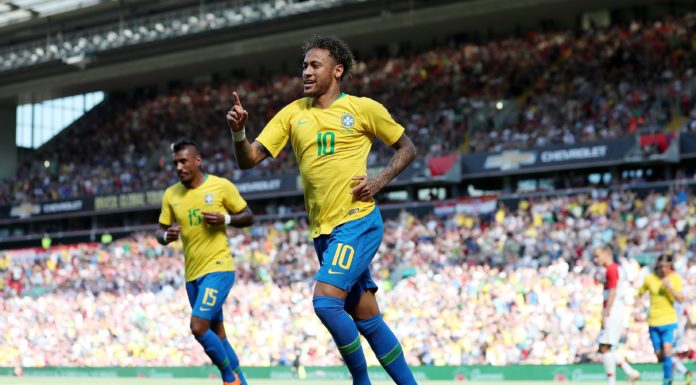 Neymar with Brazil national team in 2018