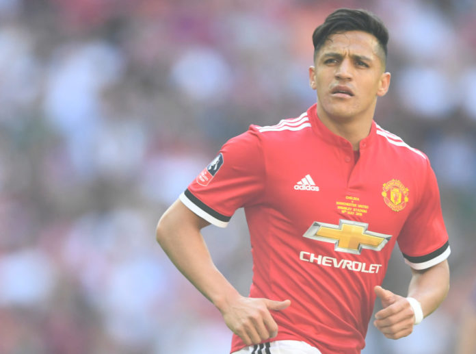 Alexis Sanchez with Manchester United in 2018