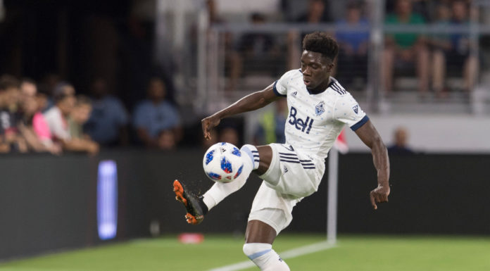 Alphonso Davies with Vancouver in 2018