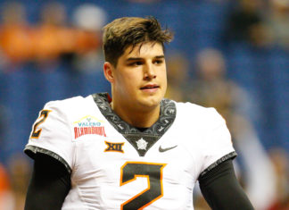 Mason Rudolph during pregame of the NCAA football game between the Oklahoma State Cowboys and the Colorado Buffaloes in 2016