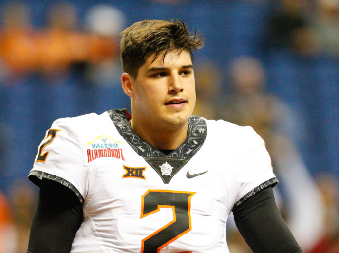 Mason Rudolph during pregame of the NCAA football game between the Oklahoma State Cowboys and the Colorado Buffaloes in 2016
