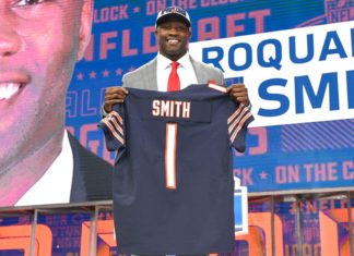 Roquan Smith at draft night in 2018