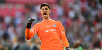 Thibaut Courtois with Chelsea in 2018