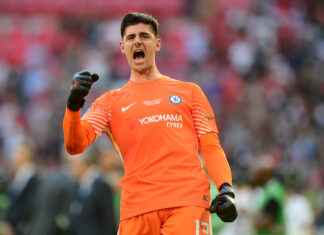 Thibaut Courtois with Chelsea in 2018