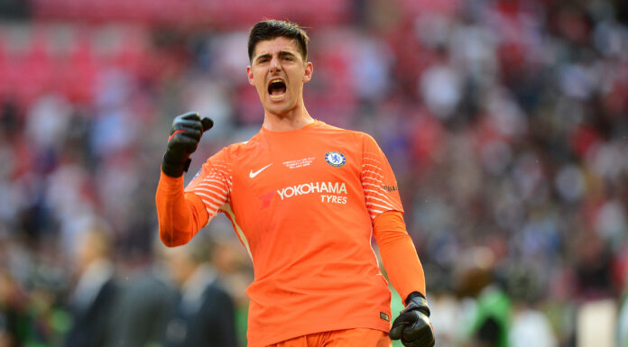 Thibaut Courtois with Chelsea in 2018