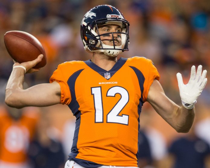 Paxton Lynch with the Broncos in 2018