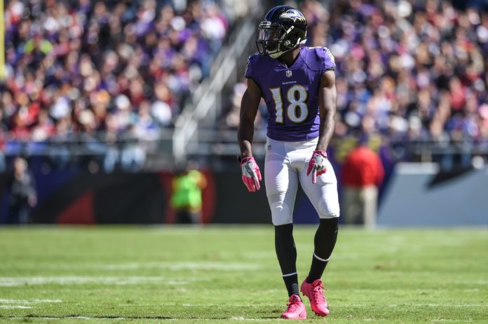 Breshad Perriman during his time with Baltimore Ravens game in 2016