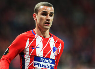 Antoine Griezmann with Atlético Madrid in May 2018