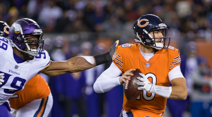 The Bears' Quarterback Mitchell Trubisky (10) in 2018.