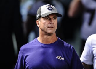 The Baltimore Ravens' John Harbaugh