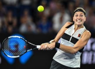 Petra Kvitova in action during her Woman's Singles Semi-Final in 2019.