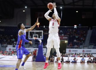 Dillon Brooks (8) with Canada's basketball team in 2018