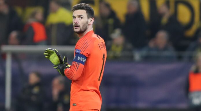 Hugo Lloris of Tottenham Hotspur during the Champions League round of 16 match between Borussia Dortmund and Tottenham in 2019