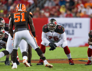 The Tampa Bay Buccaneers offensive tackle Donovan Smith (76) in 2017