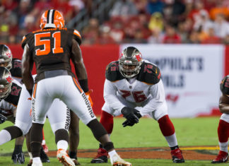 The Tampa Bay Buccaneers offensive tackle Donovan Smith (76) in 2017