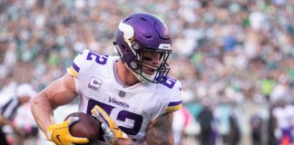 Kyle Rudolph with the Vikings in 2018