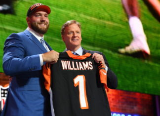 Jonah Williams (left) with NFL Commissioner Roger Godell NFL Draft: Round 1, 25 Apr 2019