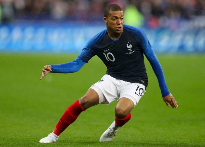 Kylian Mbappe with the French national team in 2018