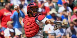 St. Louis Cardinals catcher Yadier Molina #4 in 2019