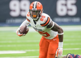 David Njoku with the Cleveland Browns in 2018