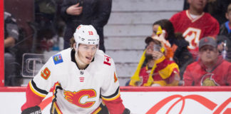 Matthew Tkachuk with the Flames in 2018
