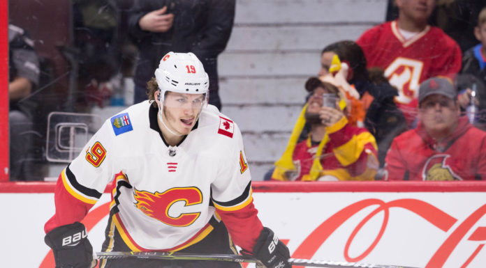 Matthew Tkachuk with the Flames in 2018