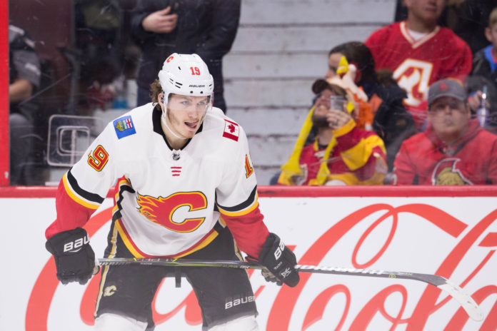 Matthew Tkachuk with the Flames in 2018