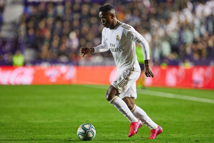 Vinicius Jr during Levante v Real Madrid match in February 2020.