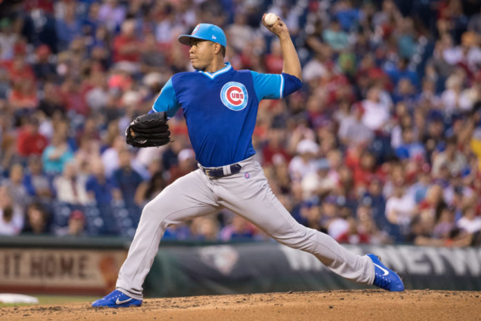 Chicago Cubs starting pitcher Jose Quintana (62) in 2017