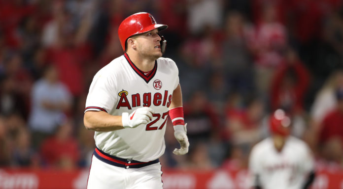 Los Angeles' center fielder Mike Trout