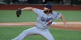 Los Angeles Dodgers starting pitcher Clayton Kershaw in 2020