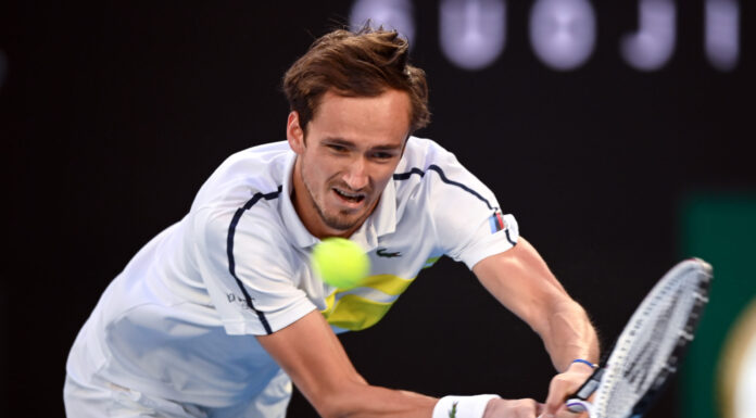 Daniil Medvedev at the men's singles final Australian Open Tennis in 2021