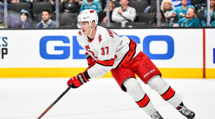 Carolina Hurricanes right wing Andrei Svechnikov in 2019.