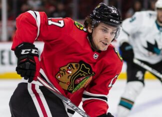 Dylan Strome with the Chicago Blackhawks in 2020