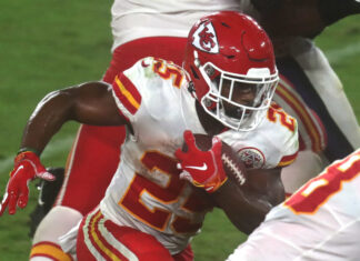 Clyde Edwards-Helaire with the Kansas City Chiefs in 2020