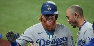 Justin Turner with the Los Angeles Dodgers in 2020