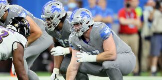 Frank Ragnow with the Lions in 2021
