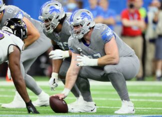 Frank Ragnow with the Lions in 2021